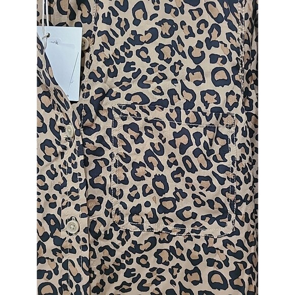 NWT Beach Lunch Lounge Blouse Leopard Animal Print Button Front Tunic L/S Shirt - Picture 3 of 8